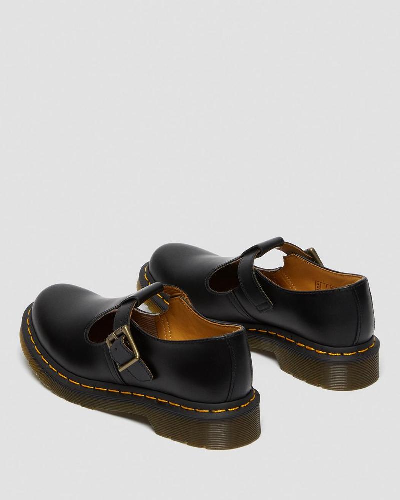 Zapatos Mary Jane Dr Martens Polley Smooth Cuero Mary Janes Mujer Negros | MX 454QMA